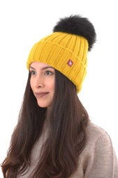 Mütze Bianca mit Bommel (Gelb)