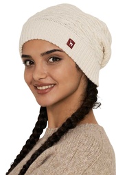 Beret Mütze Biesen (Natur-Weiß)